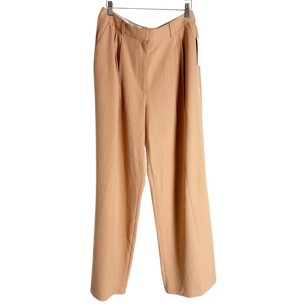 Nordstrom Wide Leg Pleated High Rise Dark Tan Trouser Dress Pants Size 12